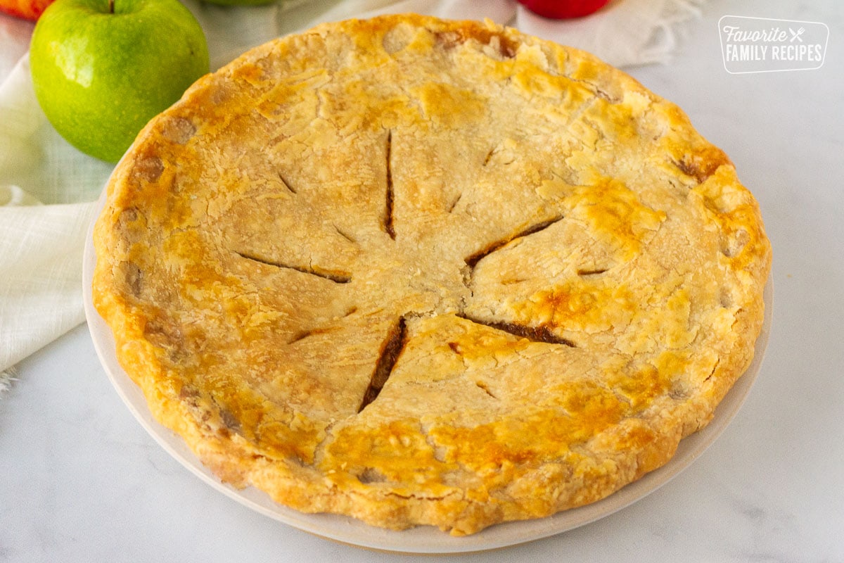 Side view of baked Homemade Apple Pie.