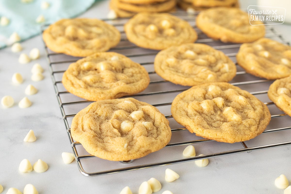 Baked Vanilla Cookies on a cooling rack.