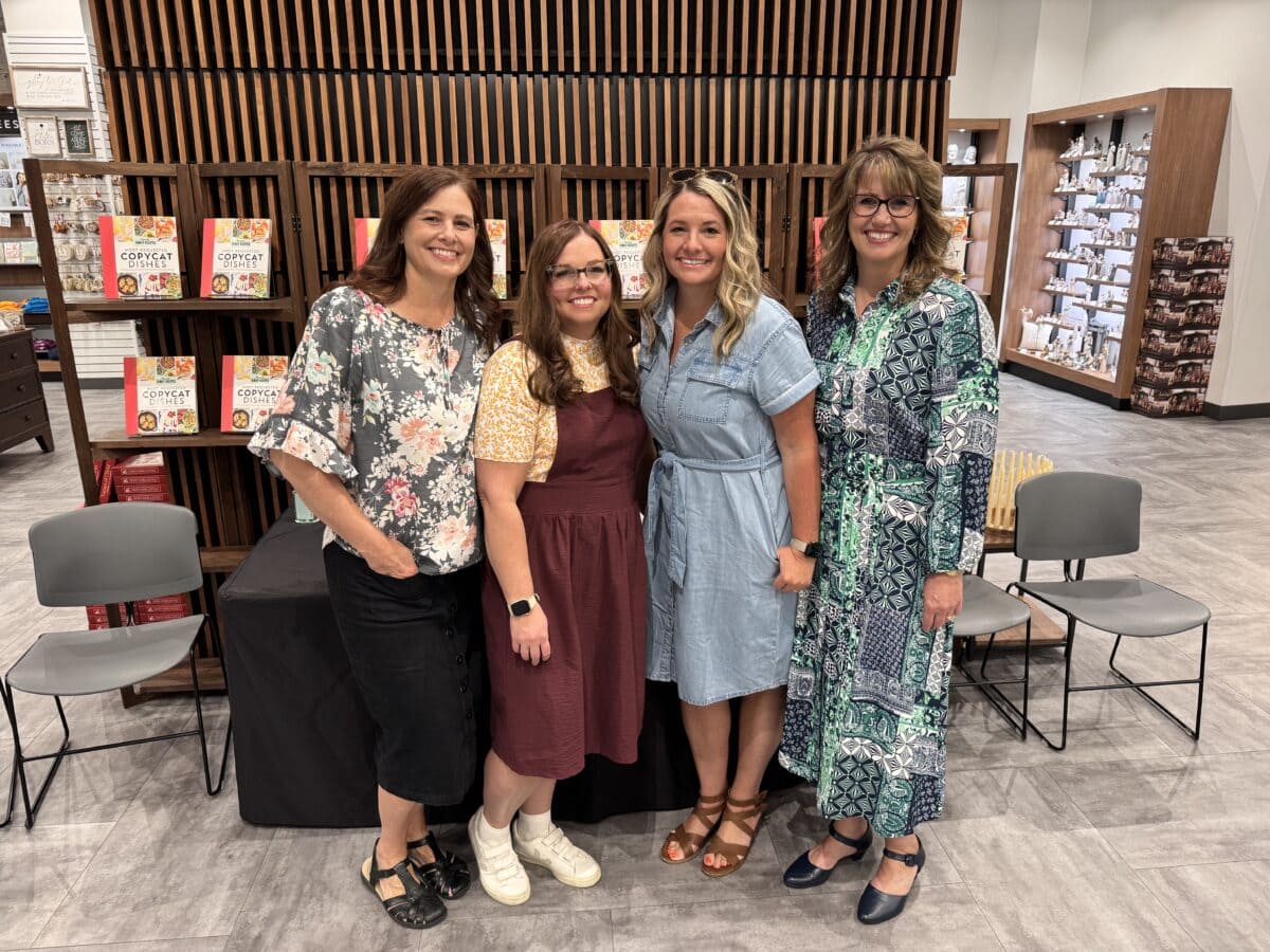 Elise, Emily, Erica, and Echo of Favorite Family Recipes at a Deseret Book Cookbook signing