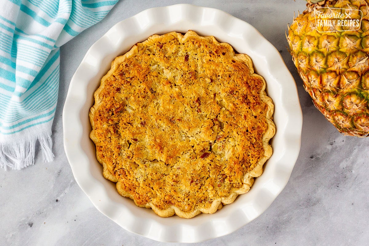 Baked Island Pecan Pie in a dish.