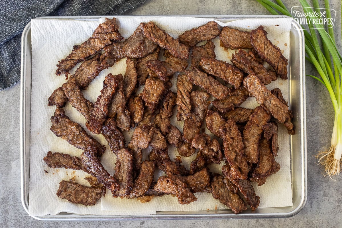 Resting fried steak on paper towels.