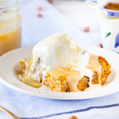 Applebees Maple Butter Blondies with sauce and ice cream.