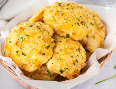 Cheddar Bay Biscuits in a basket.