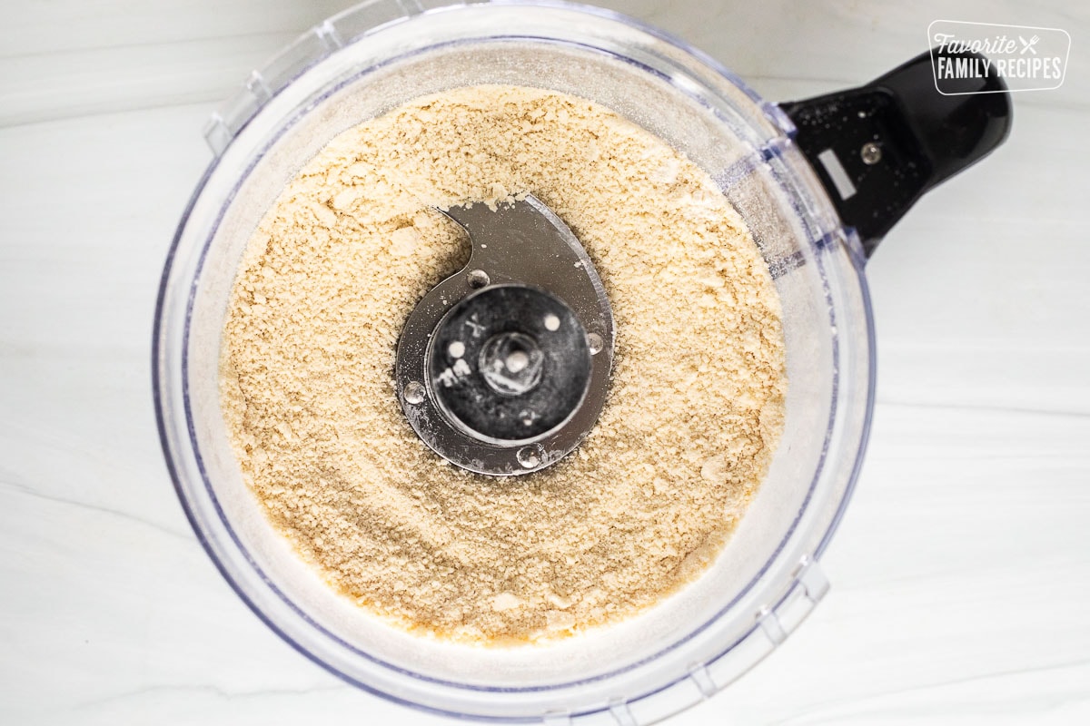 Food processor with combine flour and butter.