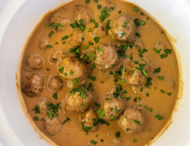 Crock Pot Swedish Meatballs with parsley.