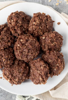 Plate with no bake cookies.