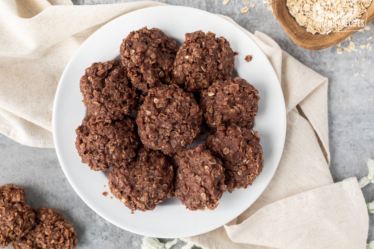 Plate with no bake cookies.