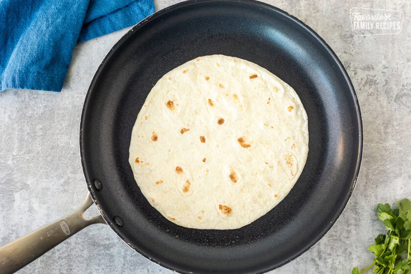 Tortilla in a skillet.