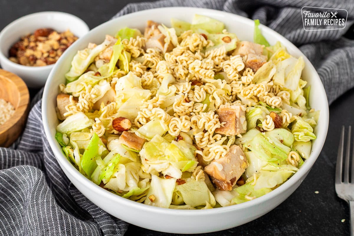 Large bowl of Ramen Noodle Salad (Pai Mai).